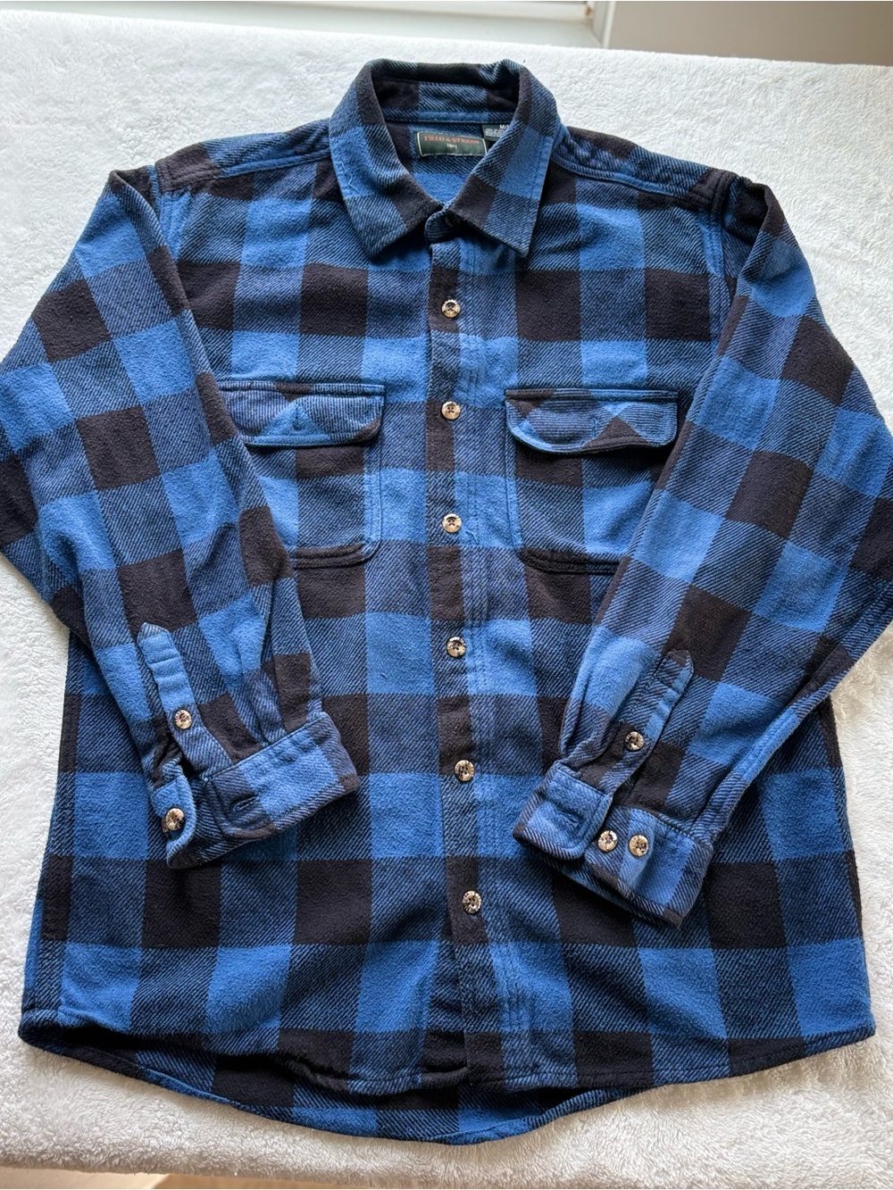 Field & Stream Blue & Black Buffalo Plaid Flannel Shirt